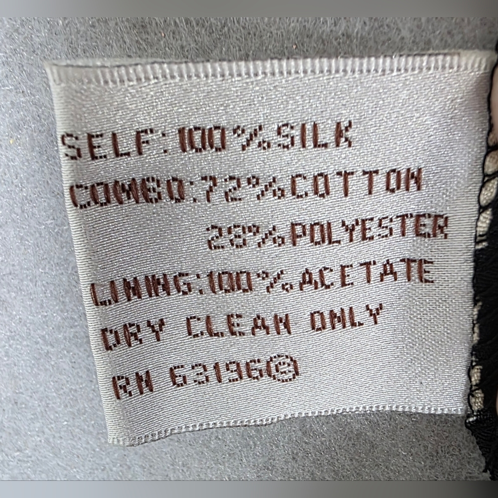 Suzi Chin For Maggy Boutique Dress 100% Silk Cream Black Size 12 - Picture 7 of 7